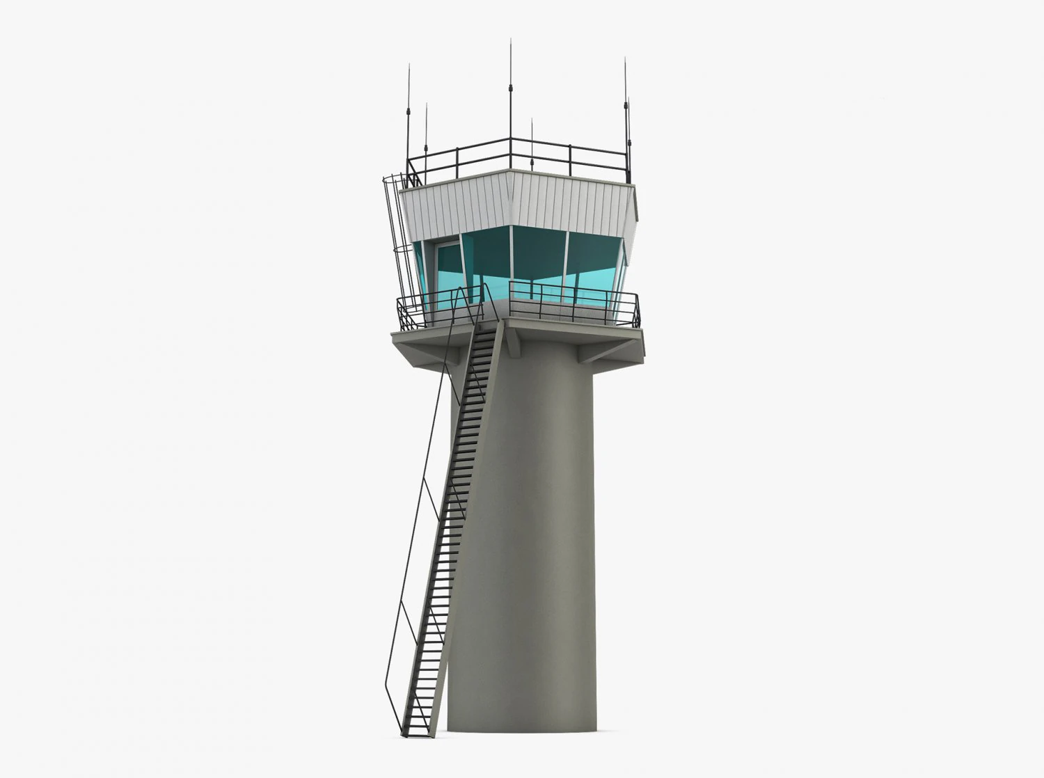 Airport Air Traffic Control Tower M 1 3D Model .c4d .max .obj .3ds .fbx .stl .blend 