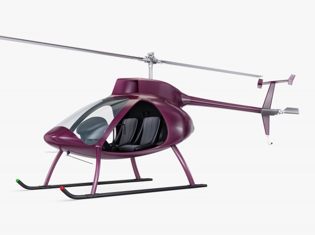 Generic Light Helicopter M 1 3D Model .c4d .max .obj .3ds .fbx .lwo .lw .lws