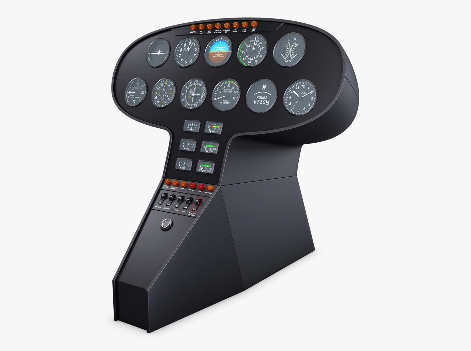 Aircraft Instrument Panel v 1 3D Model .c4d .max .obj .3ds .fbx .stl .blend