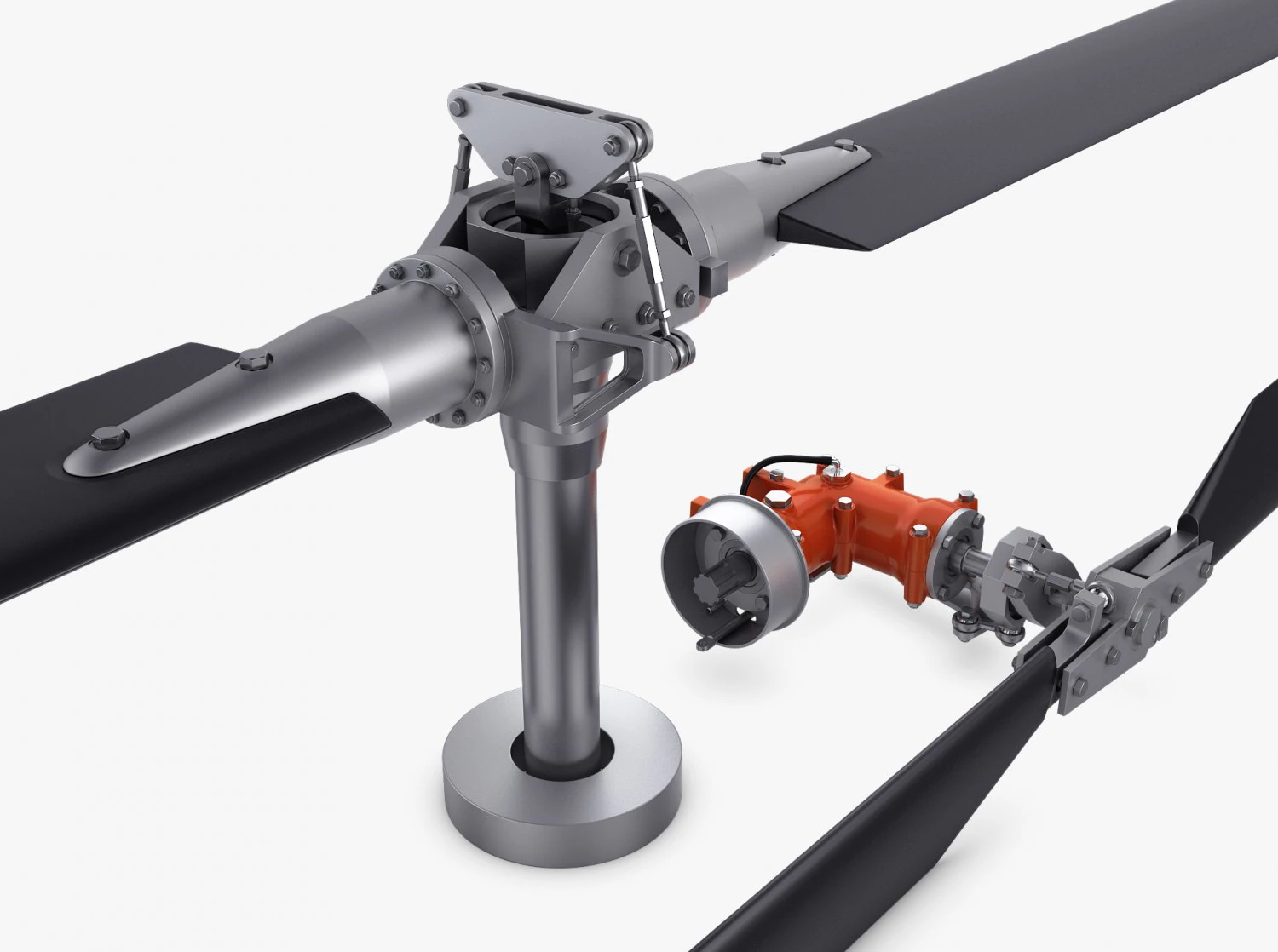 Helicopter Rotor System v 1 3D Model .c4d .max .obj .3ds .fbx .stl .blend 