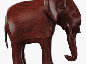 Elephant Wooden Statue v 1 3D Model