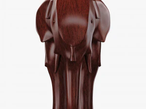 Elephant Wooden Statue v 1 3D Model