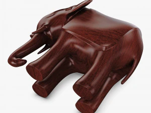 Elephant Wooden Statue v 1 3D Model