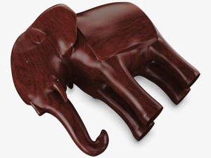 Elephant Wooden Statue v 1 3D Model