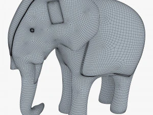Elephant Wooden Statue v 1 3D Model