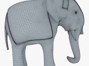 Elephant Wooden Statue v 1 3D Model