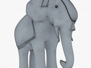 Elephant Wooden Statue v 1 3D Model