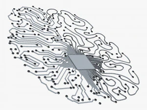 Artificial Intelligence Circuit Brain M 1 3D Model