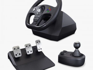 Generic Gaming Steering Wheel with Pedals and Shifter M 1 3D Model