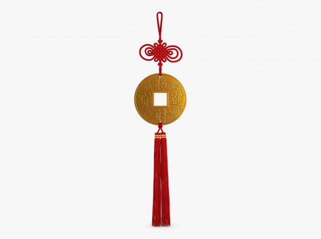 Hanging Feng Shui Coin M 1 Model 3D .c4d .max .obj .3ds .fbx .stl .blend 
