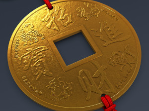 Hanging Feng Shui Coin M 1 Model 3D