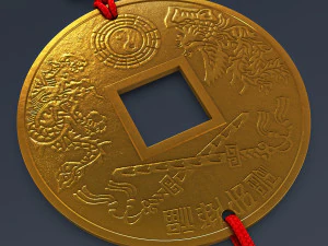 Hanging Feng Shui Coin M 1 3D Model