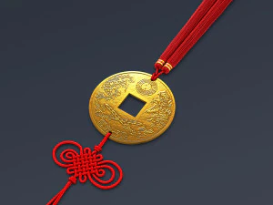 Hanging Feng Shui Coin M 1 3D Model