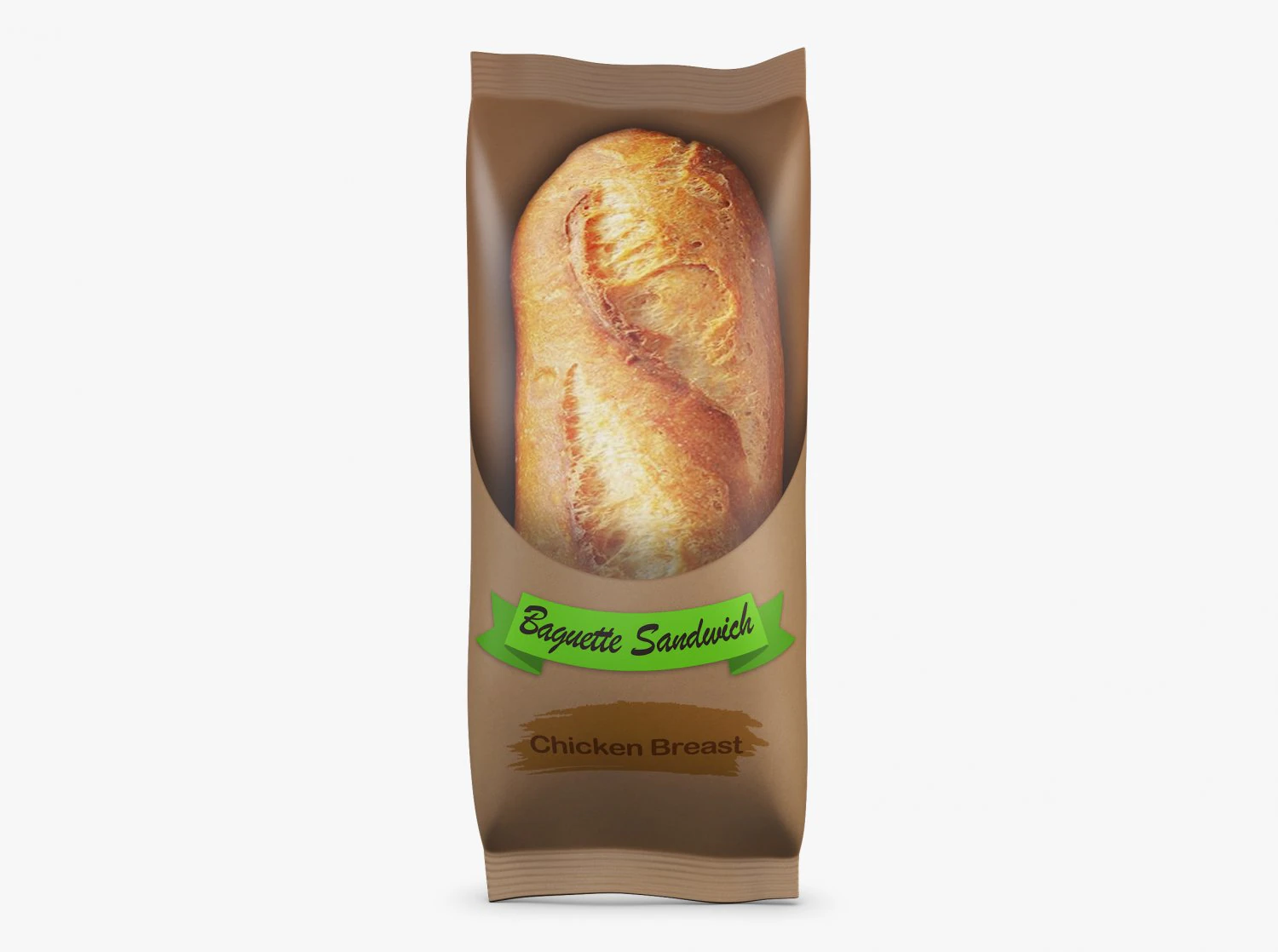 Baguette Sandwich Packaging Simple M 1 3D Model .c4d .max .obj .3ds .fbx .stl .blend 
