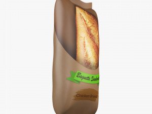 Baguette Sandwich Packaging Simple M 1 3D-Modell