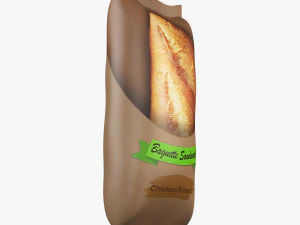Baguette Sandwich Packaging Simple M 1 3D Model