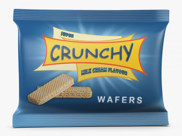Wafers Crunchy Packaging Simple M 1 3D Model .c4d .max .obj .3ds .fbx .stl .blend 