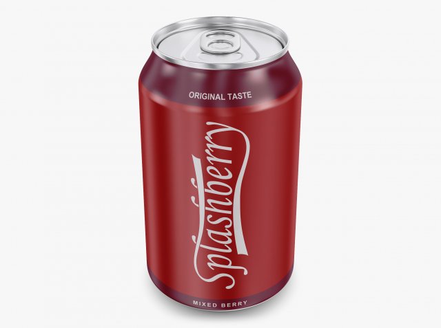 Splashberry Soda Can 330ml Simple M 1 Model 3D .c4d .max .obj .3ds .fbx .stl .blend 