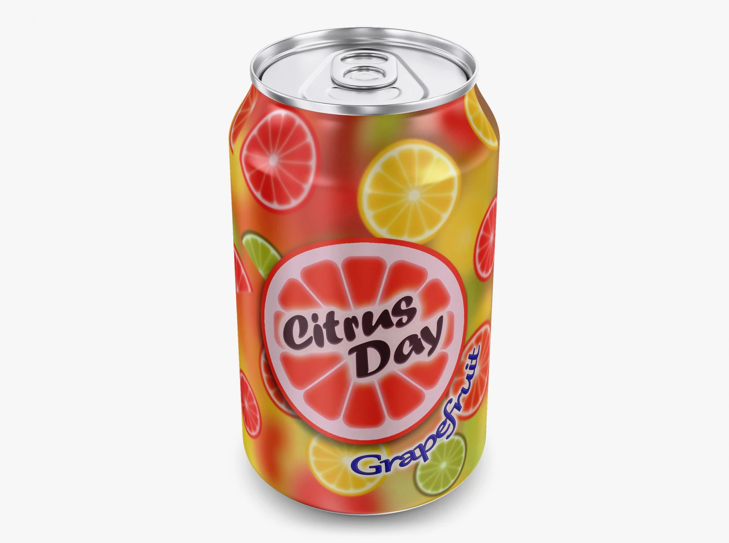 Citrus Day Grapefruit Soda Can 330ml Simple M 1 3D Model .c4d .max .obj .3ds .fbx .stl .blend 