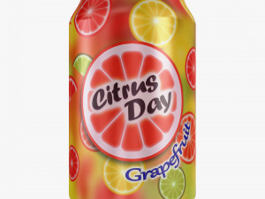 Citrus Day Grapefruit Soda Can 330ml Simple M 1 3D Model