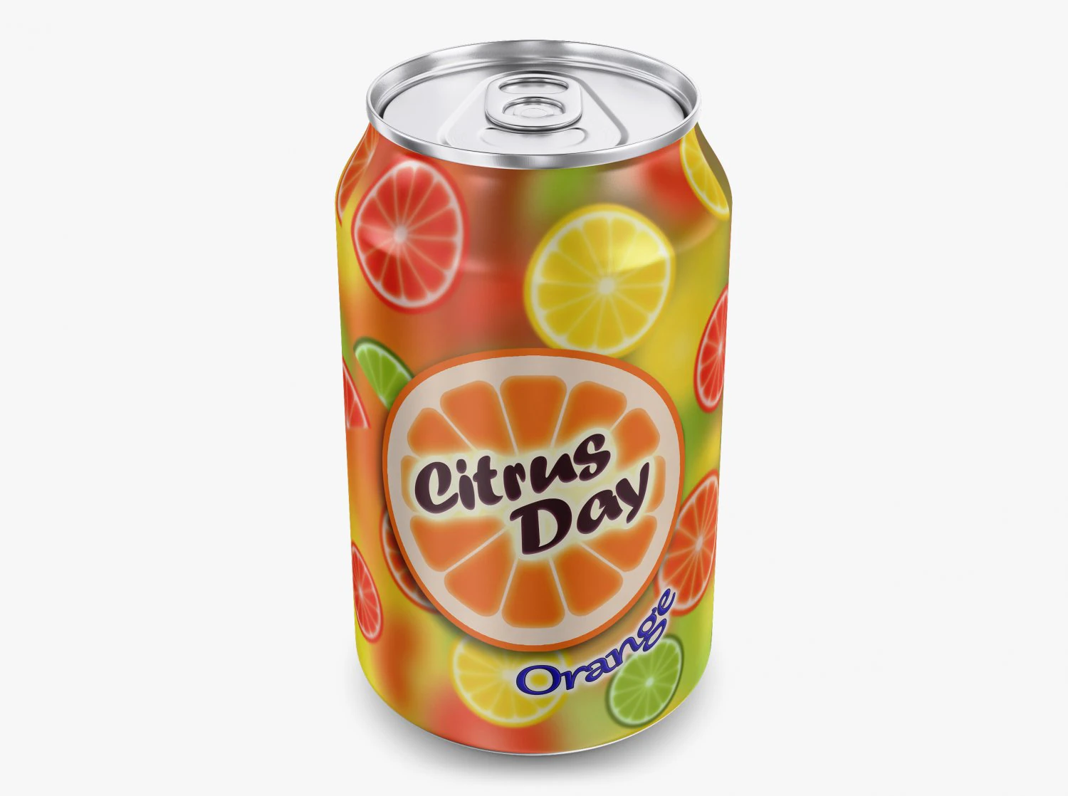 Citrus Day Orange Soda Can 330ml Simple M 1 3D Model .c4d .max .obj .3ds .fbx .stl .blend