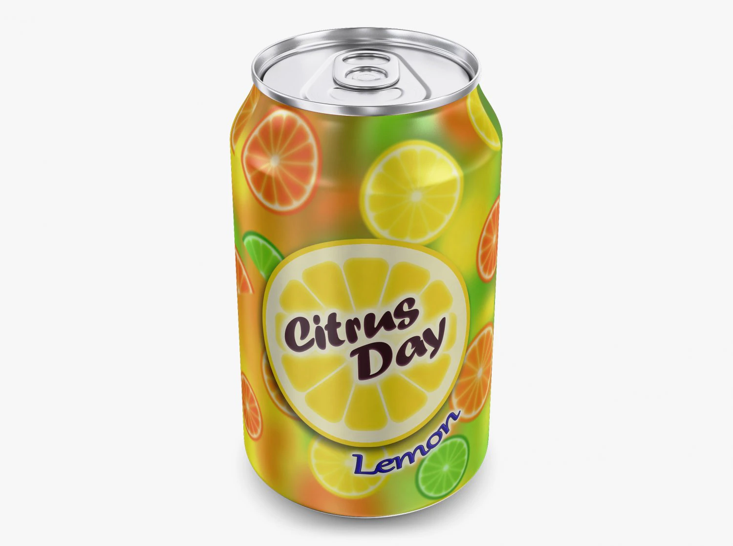 Citrus Day Lemon Soda Can 330ml Simple M 1 3D Model .c4d .max .obj .3ds .fbx .stl .blend