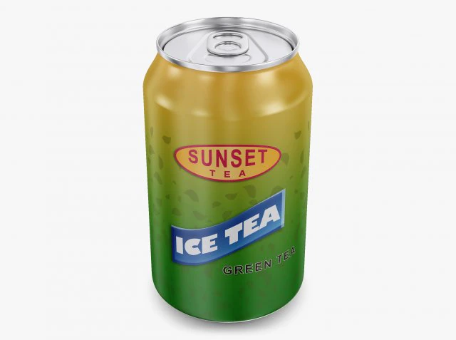 Tè freddo verde lattina da 330 ml semplice M 1 Modello 3D .c4d .max .obj .3ds .fbx .stl .blend