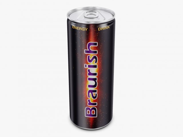 Braurish Energy Drink Can 250ml Simple M 1 Model 3D .c4d .max .obj .3ds .fbx .stl .blend 