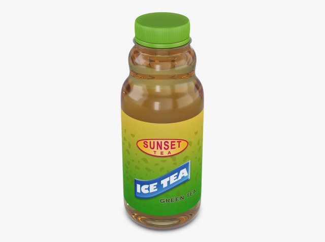Ice Tea Green Bottle 450ml Simple M 1 3D Model .c4d .max .obj .3ds .fbx .stl .blend 
