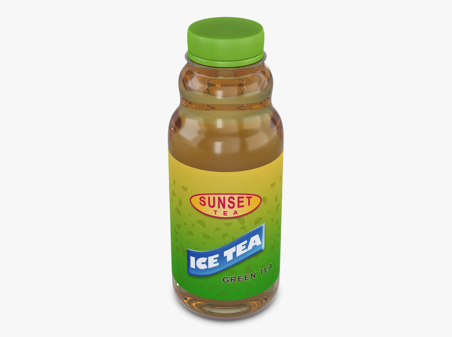 Ice Tea Green Bottle 450ml Simple M 1 3D Model .c4d .max .obj .3ds .fbx .stl .blend