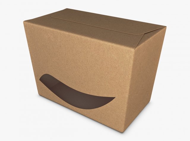 Package Cardboard Trapezoid Box With Window M 1 3D Model .c4d .max .obj .3ds .fbx .stl .blend 