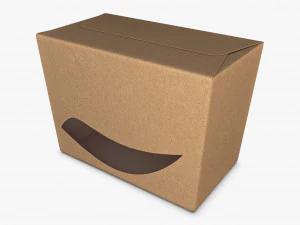 창 M 1이 있는 패키지 골판지 사다리꼴 상자 3D 모델