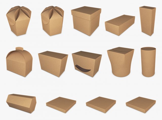 Cardboard Boxes Collection volume 1 3D Model .c4d .max .obj .3ds .fbx .stl .blend 