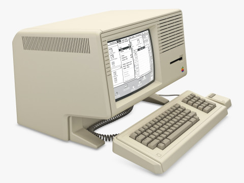 Apple Lisa 2 Macintosh XL 1984-1986 PC with Keyboard and Mouse M 1 Modello 3D
