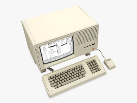 Apple Lisa 2 Macintosh XL 1984-1986 PC with Keyboard and Mouse M 1 Modello 3D