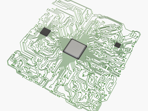 Electronic Circuit Paths Abstract M1 Modello 3D