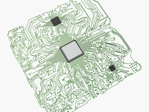 Electronic Circuit Paths Abstract M1 Modello 3D