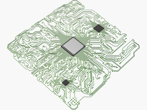 Electronic Circuit Paths Abstract M1 Modello 3D
