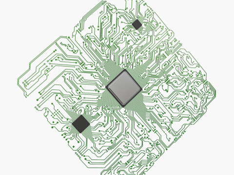 Electronic Circuit Paths Abstract M1 Modello 3D