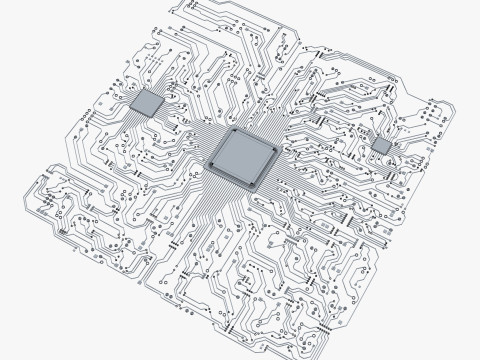 Electronic Circuit Paths Abstract M1 Modello 3D