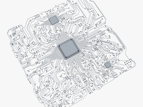 Electronic Circuit Paths Abstract M1 Modello 3D