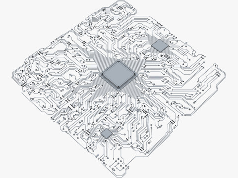 Electronic Circuit Paths Abstract M1 Modello 3D