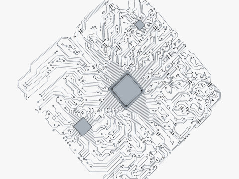 Electronic Circuit Paths Abstract M1 Modello 3D