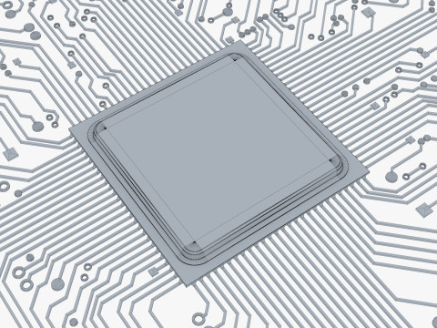 Electronic Circuit Paths Abstract M1 Modello 3D