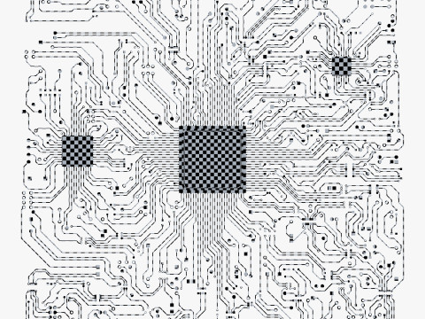 Electronic Circuit Paths Abstract M1 Modello 3D
