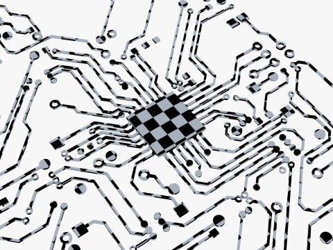 Electronic Circuit Paths Abstract M1 Modello 3D