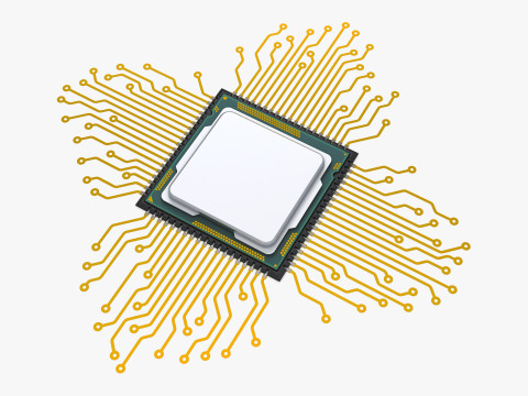CPU Processor with Circuit Board Elements M1 3D मॉडल