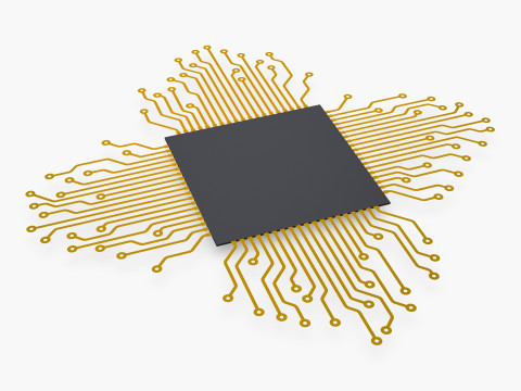 CPU Processor with Circuit Board Elements M1 Modelo 3D