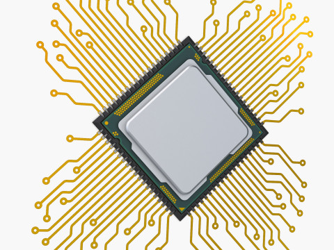 CPU Processor with Circuit Board Elements M1 Modelo 3D