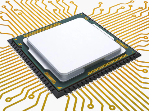 CPU Processor with Circuit Board Elements M1 3D Model